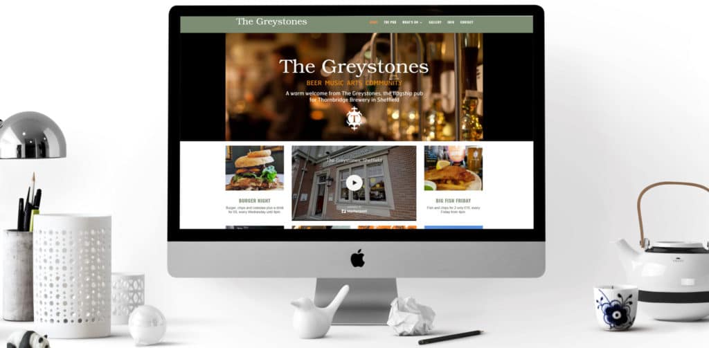 The Greystones pub website showing how virtual tours can be embedded on a venue page